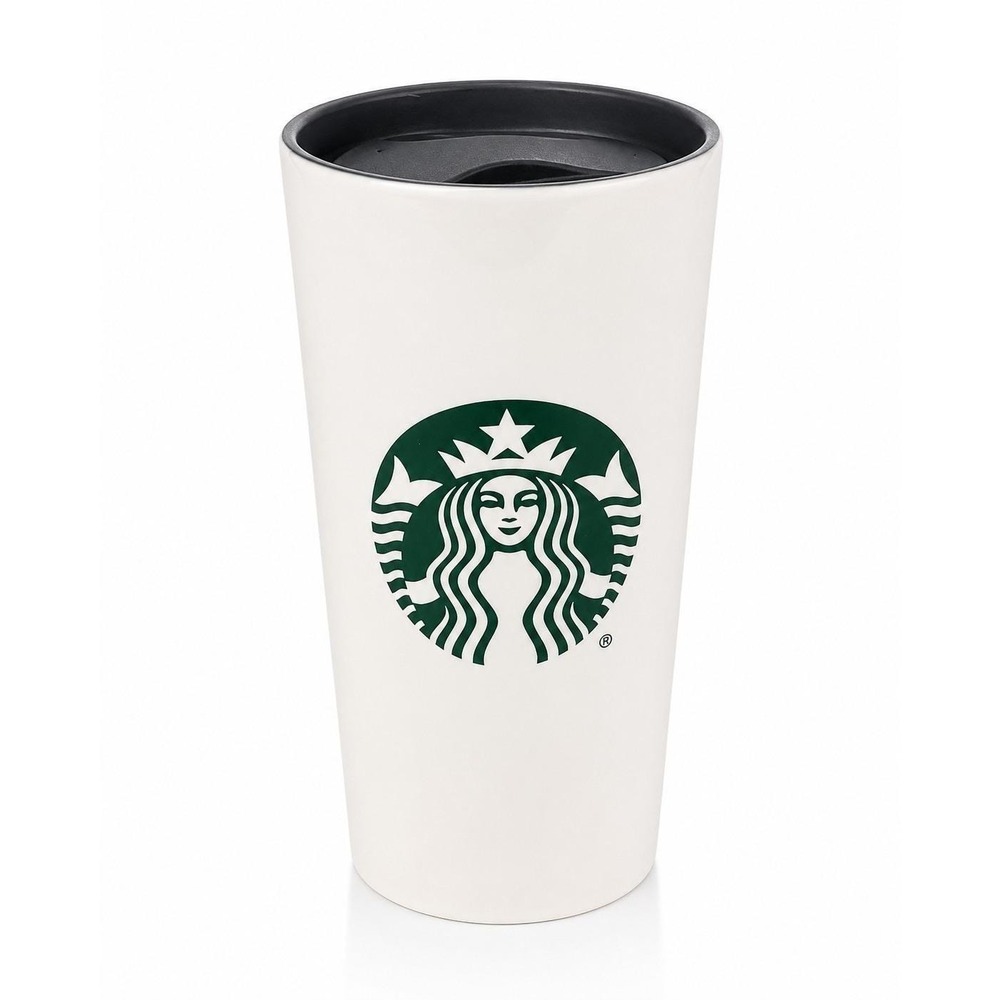 Starbucks 2024 Recycled Ceramic Travel Tumbler 12 oz White Green Logo w/ Lid